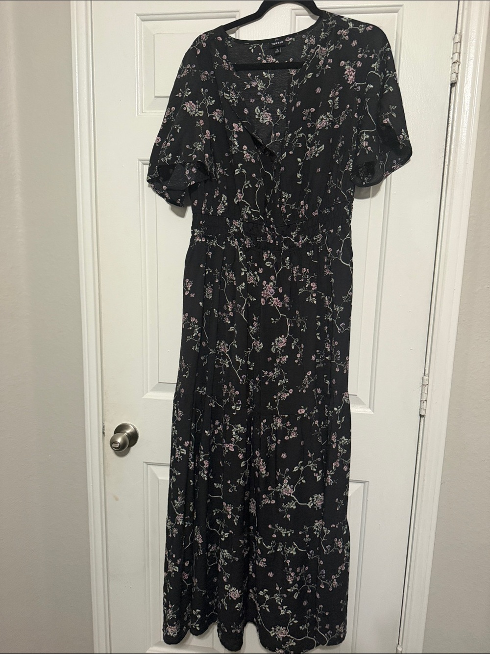 torrid Black Maxi Dress with Pink Floral Print
